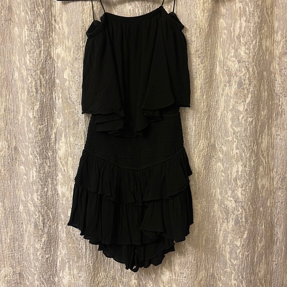 Strapless black romper